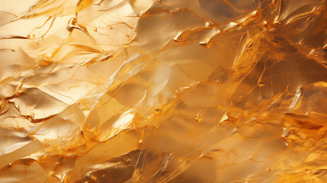 Shimmering golden mineral amber pattern. Geological yellow crystal structure. Shimmering gold metallic texture abstract background design. Jewellery natural backdrop wallpaper patterned