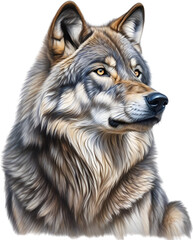 Obraz premium Gray Wolf, colored-pencil sketch of Gray Wolf.