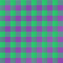 Green and purple plaid seamless pattern. Checkered texture for clothing, textile design, packaging design, digital art, social media graphics. Vector graphics.