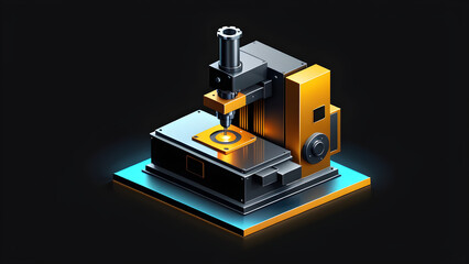 industrial manufacturing machine isolated on a black background. with black copy space