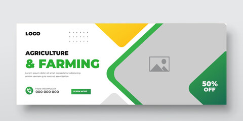 Agriculture farming service cover and  social media post lawn gardening colorful bundle template 