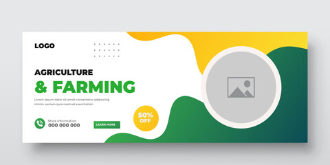 Agriculture farming service cover and  social media post lawn gardening colorful bundle template 