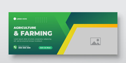 Agriculture farming service cover and  social media post lawn gardening colorful bundle template 