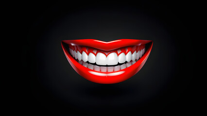 Naklejka premium dentures clipart isolated on a black background. with black copy space. tooth with a smile