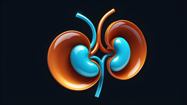 kidney icon symbol 3d clipart isolated on a black background. with black copy space.