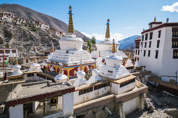 Lamayuru monastery, aerial view, Ladakh, Northern India, Himalayas, India