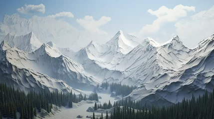 Deurstickers panoramic view of mountains with white snow in winter from Lussa Misty mountain landscape © Nouman Ashraf