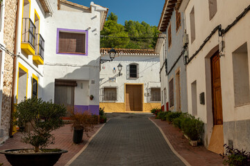 A traditional mediterranean Street in Lliber old town,  Costa Blanca, Spain - stock  photo