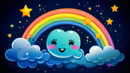 Fototapeta na wymiar funny cartoon rainbow