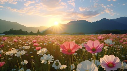 Time-Lapse of a Flower Field Opening at Dawn