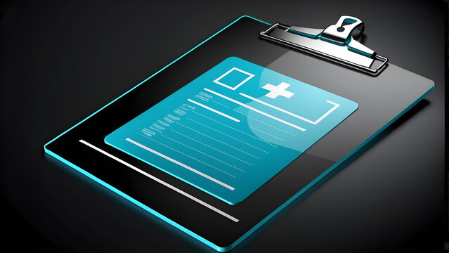 medical clipboard icon clipart isolated on a black background