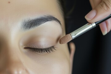 someone applying highlighter below the brow bone after shaping