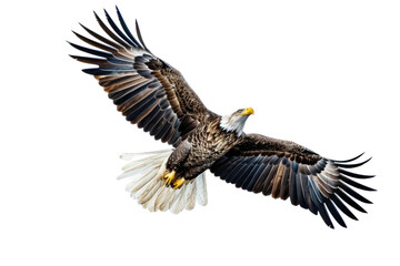 Eagle in Flight against a Blue Sky Isolated on Transparent Background