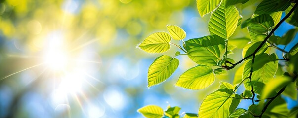 Obraz premium green leaves and sun