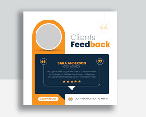 Customer feedback testimonial social media post web banner template	