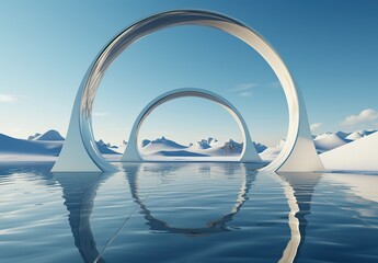 Obraz premium 3d render Abstract surreal seascape background