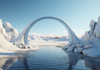 3d render Abstract surreal seascape background