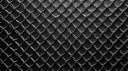 Industrial chainmail steel metal pattern. Mesh wires on black. Jewellery material metallic texture abstract background design. Industry aesthetic backdrop textured wallpaper patterned