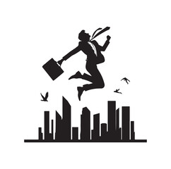 BUSINESS MAN JUMPING POSE VECTOR