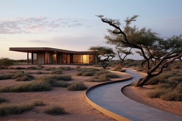 Fototapeta premium A house in the middle of a desert.