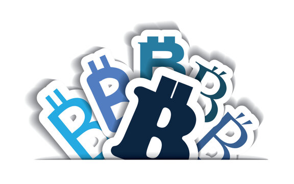 Bitcoin Signs Flowing Into a Pocket - Design Isolated on White Background - Crypto Business, Investment, Finance, Money, Income, Wealth, Savings Concept, Design Element Set in Editable Vector Format