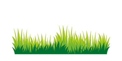 Green grass silhouette. Cartoon line of shrub for boarding and framing, eco and organic logo...