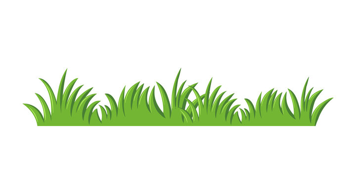 Green grass silhouette. Cartoon line of shrub for boarding and framing, eco and organic logo element. spring field planting shapes lawn, green realistic seamless grass border.