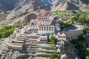 likir monastery, aerial view, Ladakh, Northern India, Himalayas, India