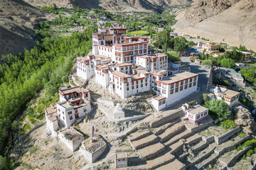 likir monastery, aerial view, Ladakh, Northern India, Himalayas, India