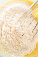 Lemon blueberry bundt cake with powdered sugar dusting