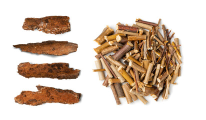 Tree Bark or Garden Mulch Isolated on White Background