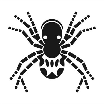 black silhouette of a Zebra spider  with thick outline side view isolated
