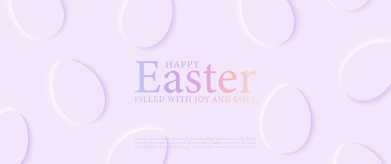Minimalistic Easter card with Easter eggs. Easter poster, banner, cover design, background for promotions.