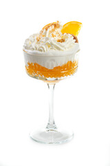 Sweet orange dessert with whipped cream
