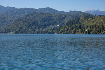 Fototapeta na wymiar Landscape of Lake Bled in Slovenia