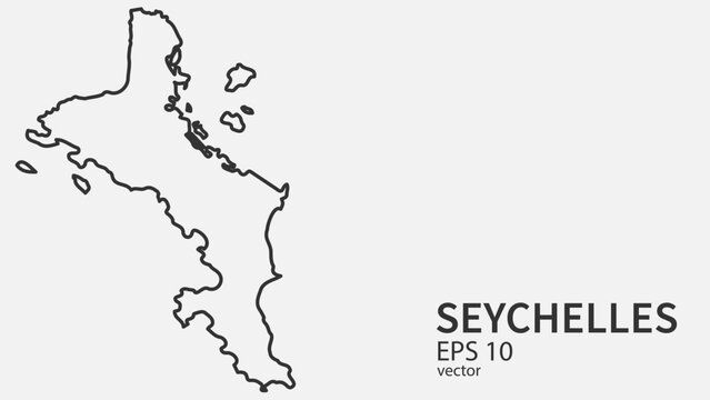 Vector line map of Seychelles. Vector design isolated on white background.	
