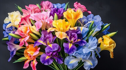 Bouquet of multicolored irises