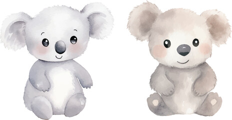 cute koala vector watercolor illustration © Finkha