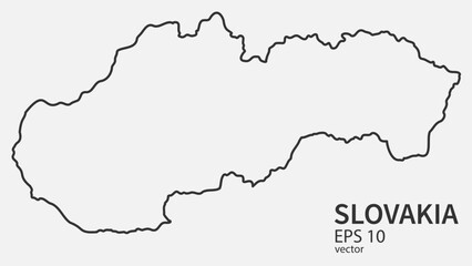 Vector line map of Slovakia. Vector design isolated on white background.	

