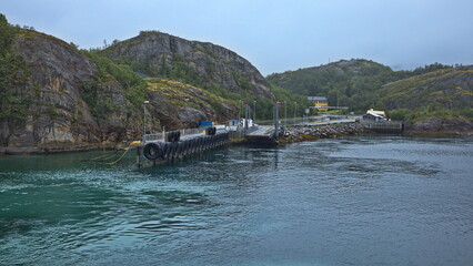 Ferry harbour in Jektvik in Norway, Europe
