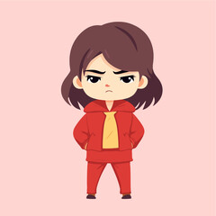 little girl feel angry illustration
