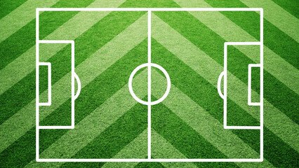 Illustrated soccer field lines on grass background.