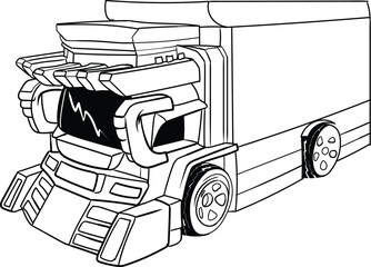 Vector monster truck outline template isolated on white © ekosetya