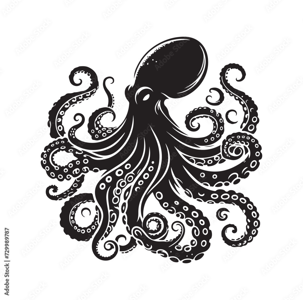 Wall mural Octopus silhouette vector illustration