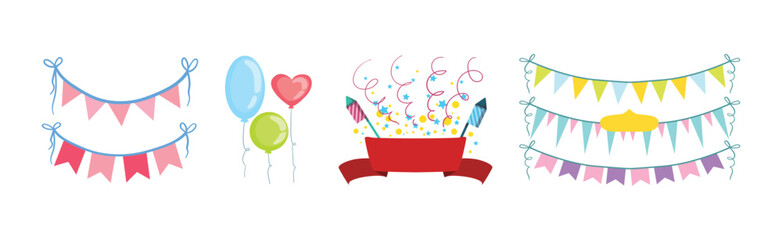 Festive Holiday Object and Symbol for Celebration Vector Set