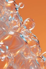 Orange color background with transparent bubble Waves