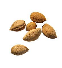Almond nuts isolated on white background.