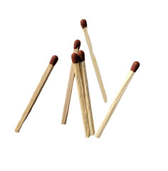 Wooden matchsticks isolated on white background. Close-up.