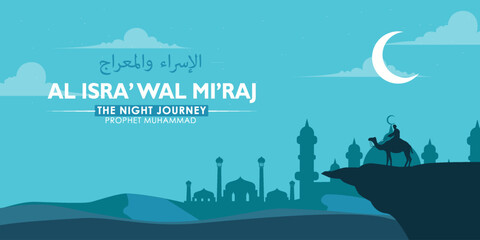 Obraz premium isra miraj, concept in flat design. posters, social media, and banners 