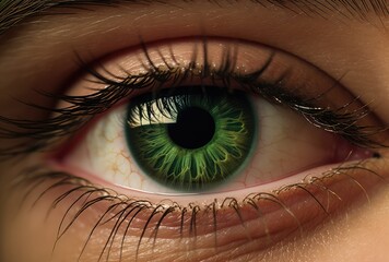 Fototapeta premium Close-up of human green eye. Conceptual image of human eye.